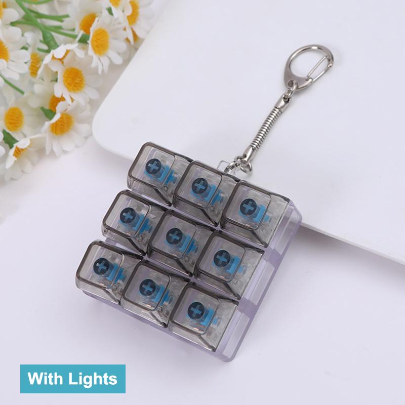 9 Keys Led Keyboard Key Toy Mechanical Keyboard Axis Tester Stress Relief Diy Fidget Button Keycap Fidget Keychain Toys Gift
