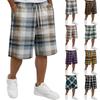 Mens Plaid Drawstring Waist Casual Shorts Relaxed Fit Knee Length Soft Fabric Lightweight Plaid Shorts for Daily Wear