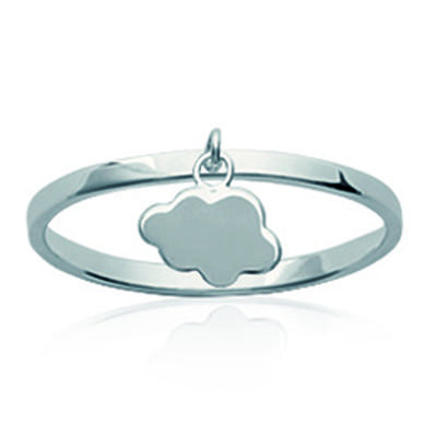 Silver Ring 'Cloud' Silver (rhodium) - 10x5 Mm