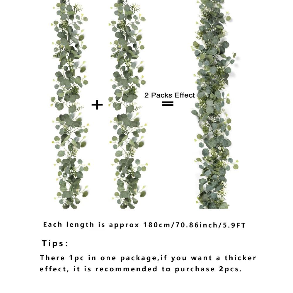 2pcs Artificial Eucalyptus Vine Plant Real Texture Fake Green Hanging Plant Wedding Courtyard Garden Home Party Wall Decoration