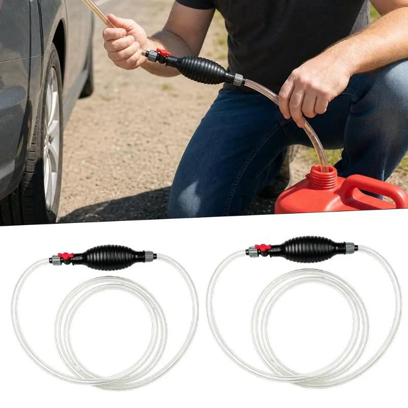 High FlowHand Pump with 1.5/2M Syphon Hose Portable Manual Car Fuel Transfer Pump for Gas/Oil/Water/Fuel Transfer Siphon Pump