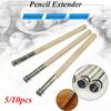 5/10PCS Student Metal Adjustable Sketch Writing Wooden Pen Holder Pencil Extender Art Write Tool