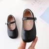 Fashion 2024 New Girls White Leather Shoes Children Flat White Shoes Girls Flower Girl School Dress Shoes Toddler Girl Footwear