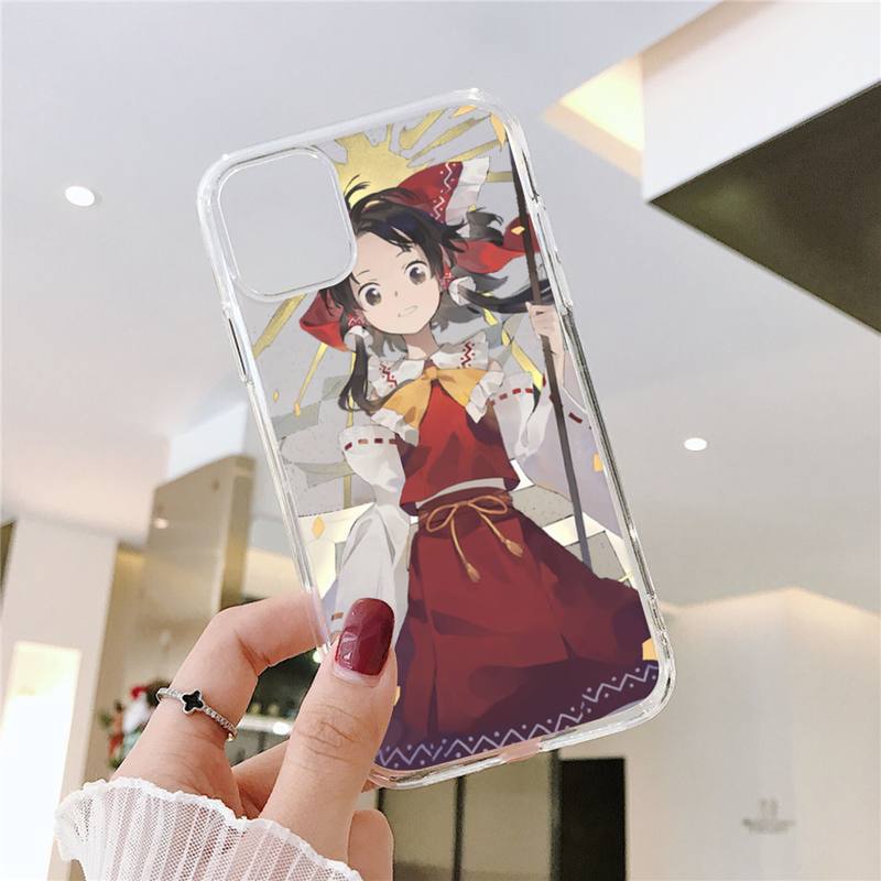 Touhou Project Hakurei Reimu Phone Case For iPhone 11 12 Mini 13 14 Pro XS Max X 8 7 6s Plus 5 SE XR Transparent Shell