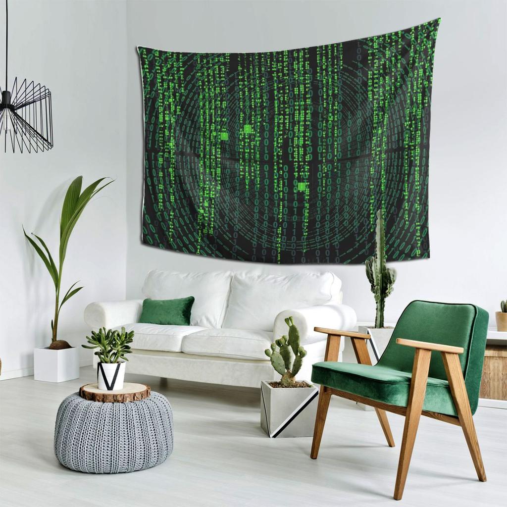 Matrix Original Green Design Tapestry Decor Art Aesthetic Tapestries for Living Room Bedroom Home Wall Cloth Wall Hanging