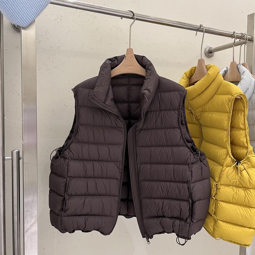 Down Vest Women's Short Stand-up Collar White Duck Down New Small Fashion Warm Outer Vest Tide