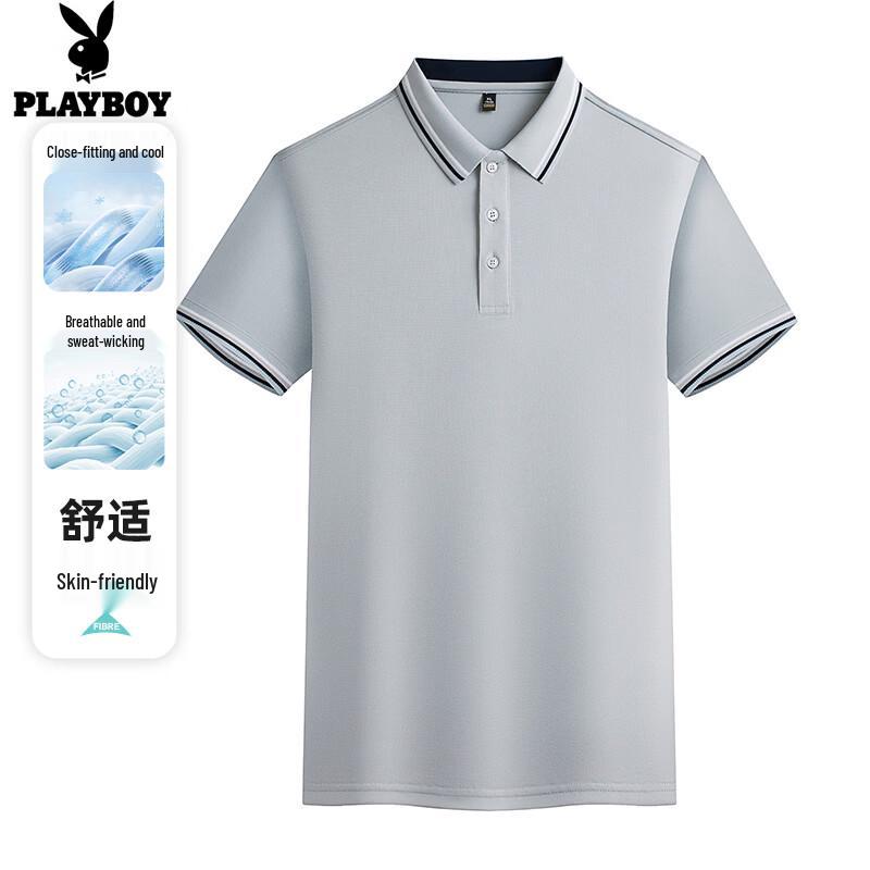

PLAYBOY Men s Ice Silk Quick-Dry Polo Shirt M