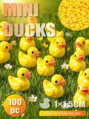 100-Piece Mini Yellow Duck Resin Decorations (1x1.5cm): Tiny Duck Figurines for Microlandscape & Craft Projects