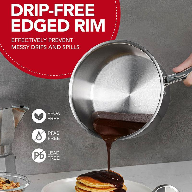 2-in-1 Multipurpose Sauce Pot with Steamer Basket 2.5 Quart  Stainless Steel Saucepan with Lid Kitchen Soup Stew Pan Cooking Pot