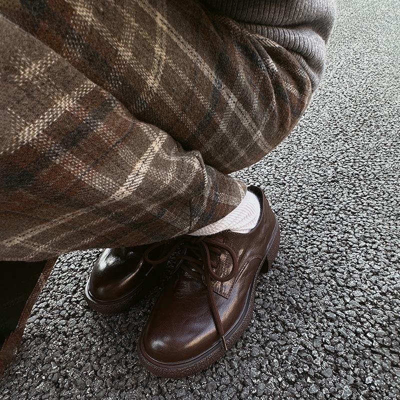 

Cowhide version~ leather commuter small leather shoes women s British style spring and autumn new versatile thick heel single shoes platform loafers 40