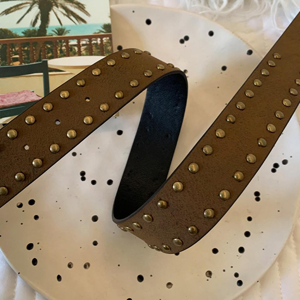 Vintage Punk Studded Belt For Women Jeans Soft PU Leather Durable Fashion Accessory