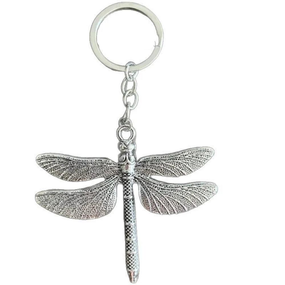 New Silvery Dragonfly Pendant Keychain Necklace Retro Trendy Fashion Versatile Simple Sweater Chain Jewelry Gift