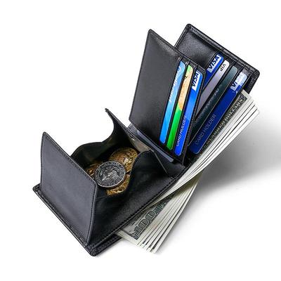 Herren-echtes Leder RFID-blockierendes Multi-Karten-Portemonnaie mit Münzfach