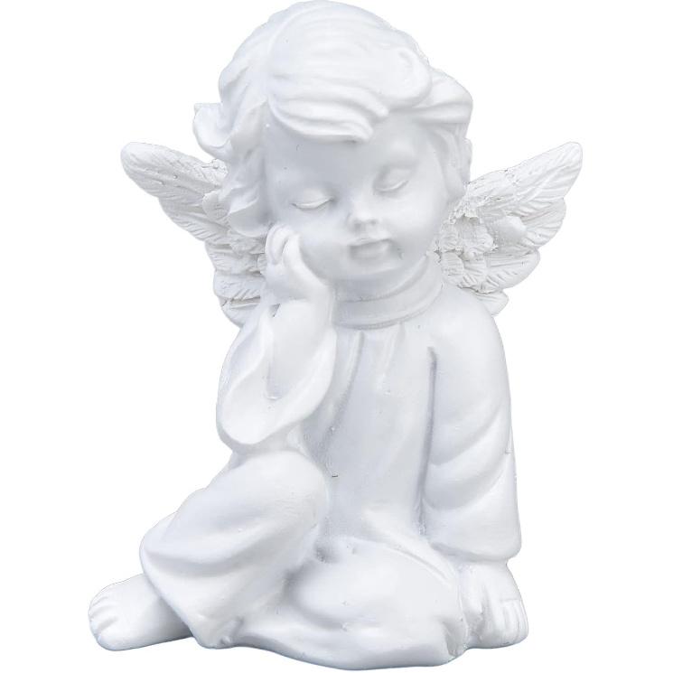 Cherub Statue Synthetic Resin Material Lovely Style White Baby Figurines for Party Decorations Decorative Sculpture Ornament Toy(Right)