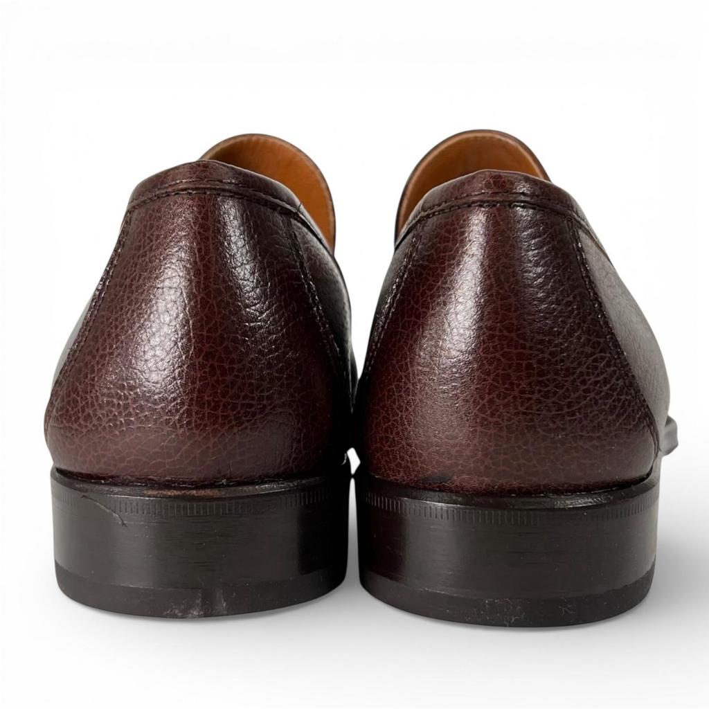 Pristine Salvatore Ferragamo Loafers FROM Double Gancini Brown Leather Mens Used