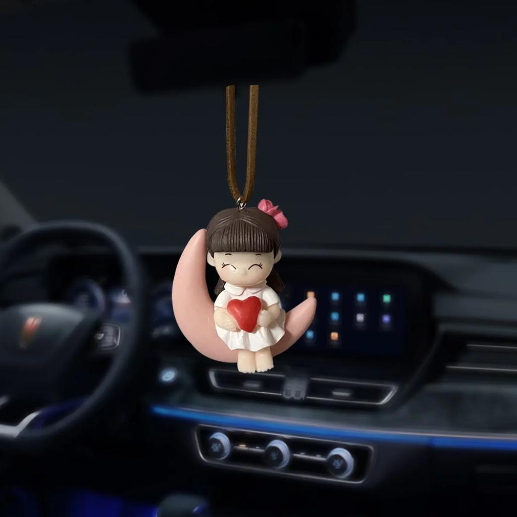 Car Interior Pendant Decor Cute Kiss Couple Swing Action Figure Hanging Gadget Auto Rearview Mirror Woman Ornaments Accessories