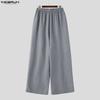 INCERUN Men Drawstring Elastic Waist Flimsy Drapey Casual Long Wide Leg Pants Trousers