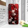 Retro Artistic Red Flower Plum Blossom Pattern Phone Case for Samsung Galaxy S25 S24+ S23 Ultra S22 Plus S21 FE M53 Soft Covers