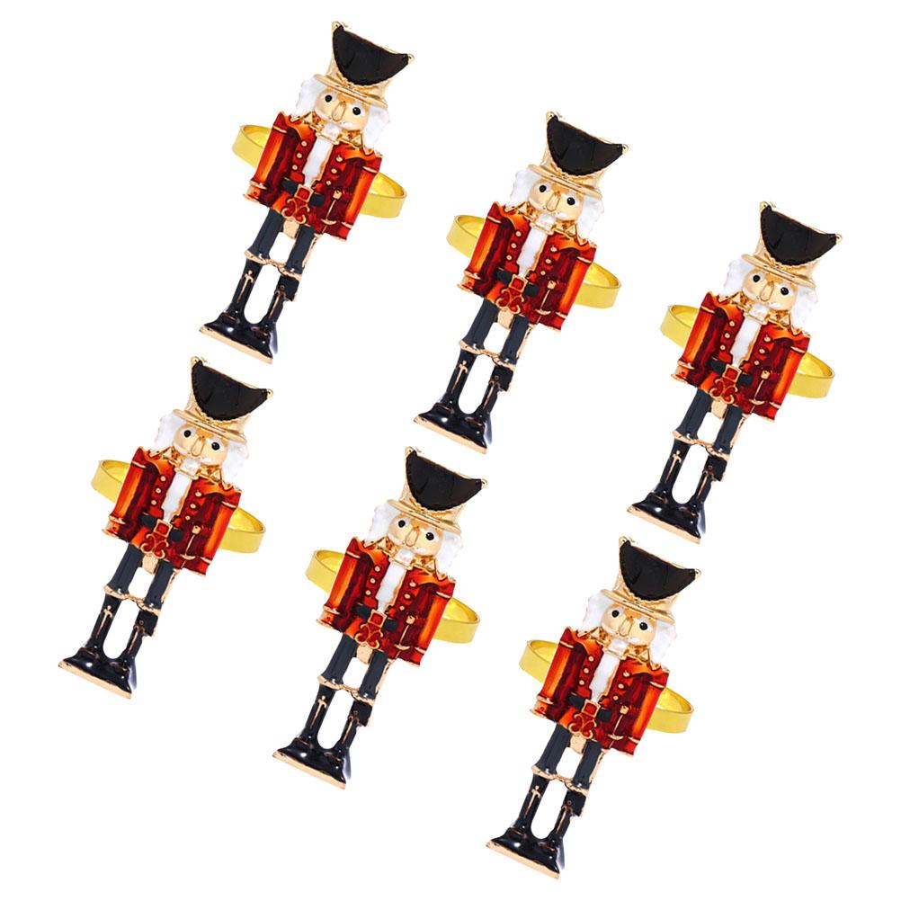 

Золотые кольца для салфеток, ореховые пуговицы для солдатиков, праздничные украшения для вечеринок, 6 шт., рождественские элегантные пряжки для ужина 6.00X2.10X2.10CM