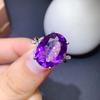 Trendy Amethyst-Colored Gemstone Open Ring for Women