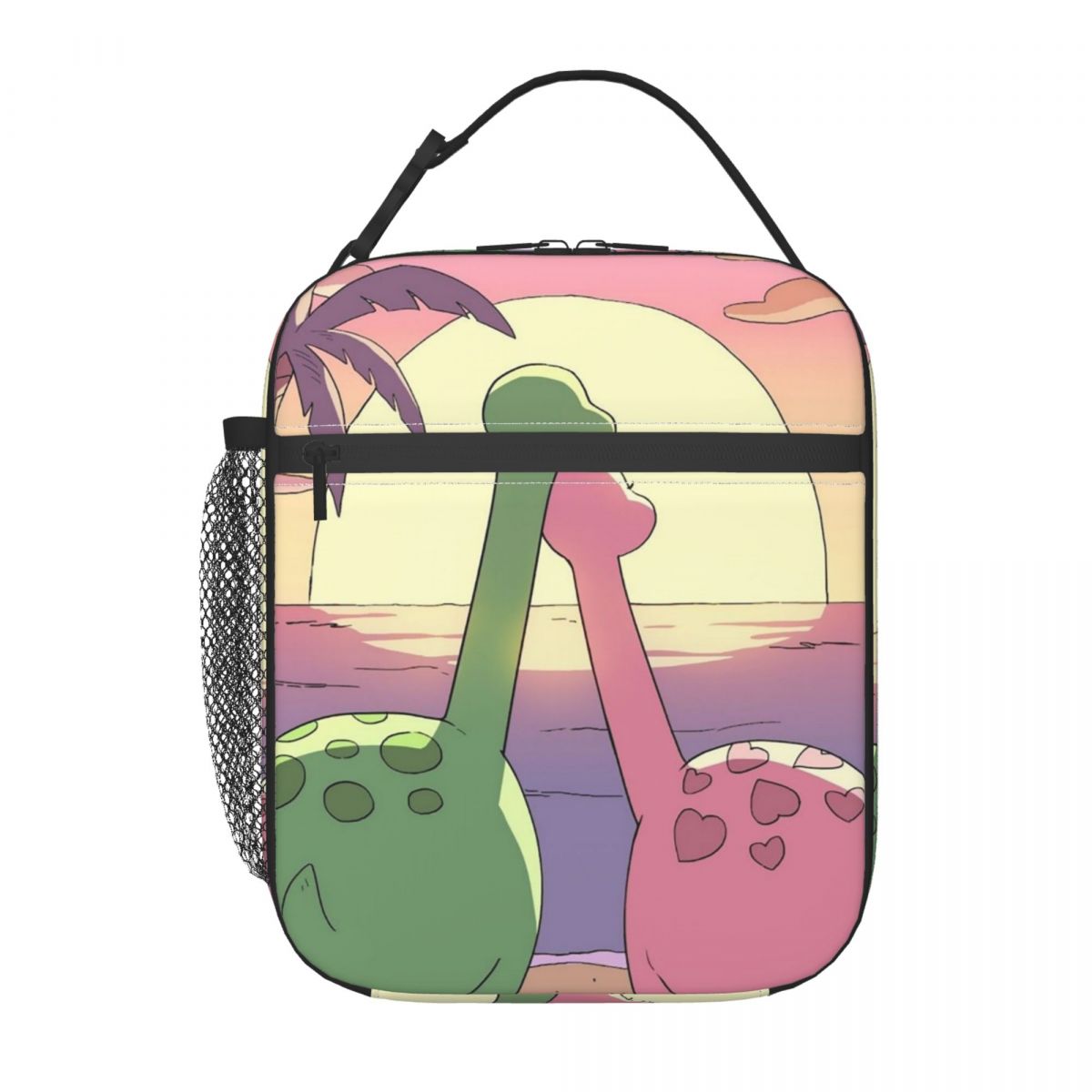 

Cartoon Cute Dinosaur Couple Watching Sunset Insulated Lunch Bag for Women Kids Portable Food Boxes Thermal Lunch Box Tote One Size