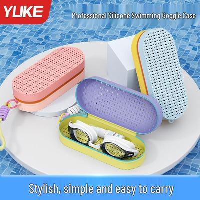 Silicone Anti-Fall Breathable Swimming Goggles Storage Box: Scratch-Resistant, Unisex, Professional Diving, Kids & Adults.