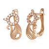 Kinel Luxury Cute Cat Earrings For Girls 585 Rose Gold Color Natural Zircon Accessories Children Baby Xmas Gifts Animal Jewelry