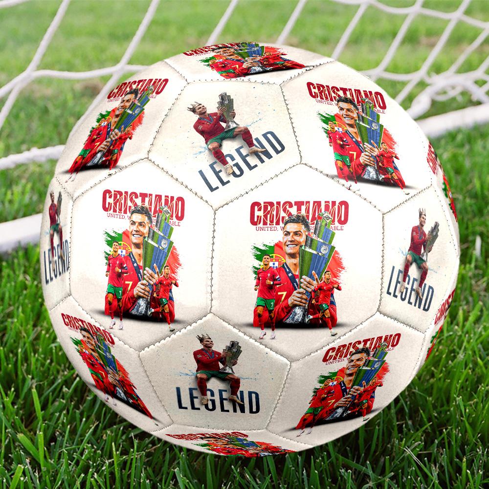 Ronaldo's Dynamic Leap Size 5 Soccer Ball Machine-Stitched Indoor/Outdoor Universal Football Soccer Accessory