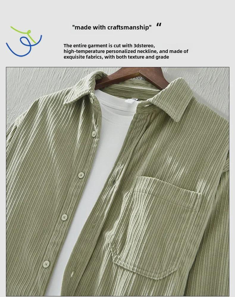 Podzimní manšestrová pánská ležérní retro košile s dlouhým rukávem pro rodiče a děti