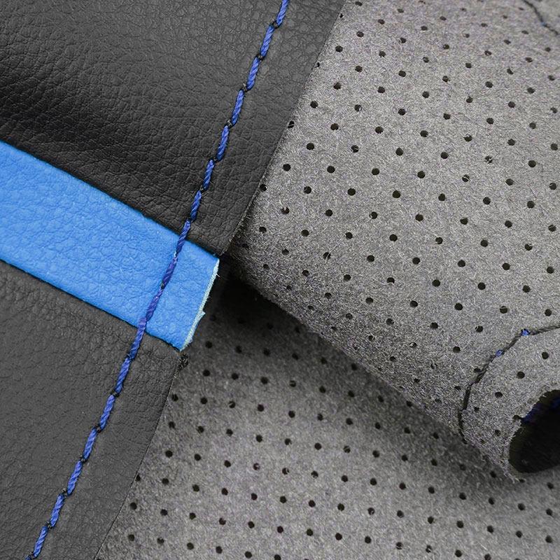 Black-blue line with blue strip Car Accessories Steering Wheel Microfiber Leather Cover Trim For Volvo S60 V60 XC60 XC90 S90 V90