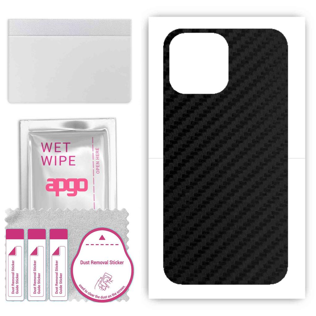 apgo Ochranná samolepka na záda kompatibilní s Apple iPhone 13 Pro Max, obalová fólie, fólie, vinyl - vzor Carbon Black