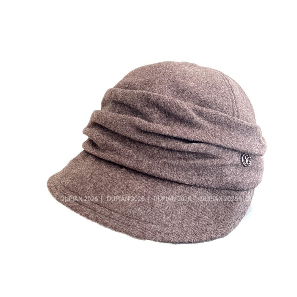 Literary Pleated Equestrian Hat Women's Autumn and Winter Light Luxury Newsboy Hat Soft Woolen Cap Thermal Hat Tide