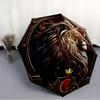 1pc Lion Emblem Automatic Open/Close Umbrella - Compact Travel Umbrella with 8-Rib Durable Frame, Lightweight & Portable for Commuting, Fashionable Ac