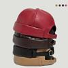 PU Leather Brimless Hat Retro Melon Skin Caps High Quality Docker Cap  Autumn Winter