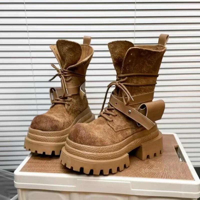 Women'S Boots Flats Platform Designer Shoes Suede Fashion Woman'Ankle Boots Winter  New Sport Motorcycle Boots