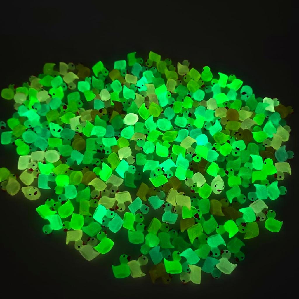 300Pcs Luminous Resin Ducks Small Duck Mini Ducks Miniature Characters Garden Landscape Aquarium Dollhouse Potted Plants Decorations Party Favors