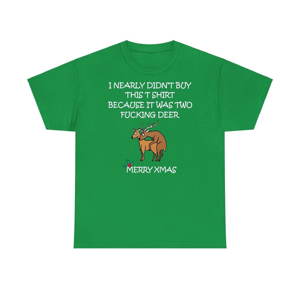 Two Fcking Deer Merry Christmas T Shirt Offensive Rude Festive Santa Xmas Tee