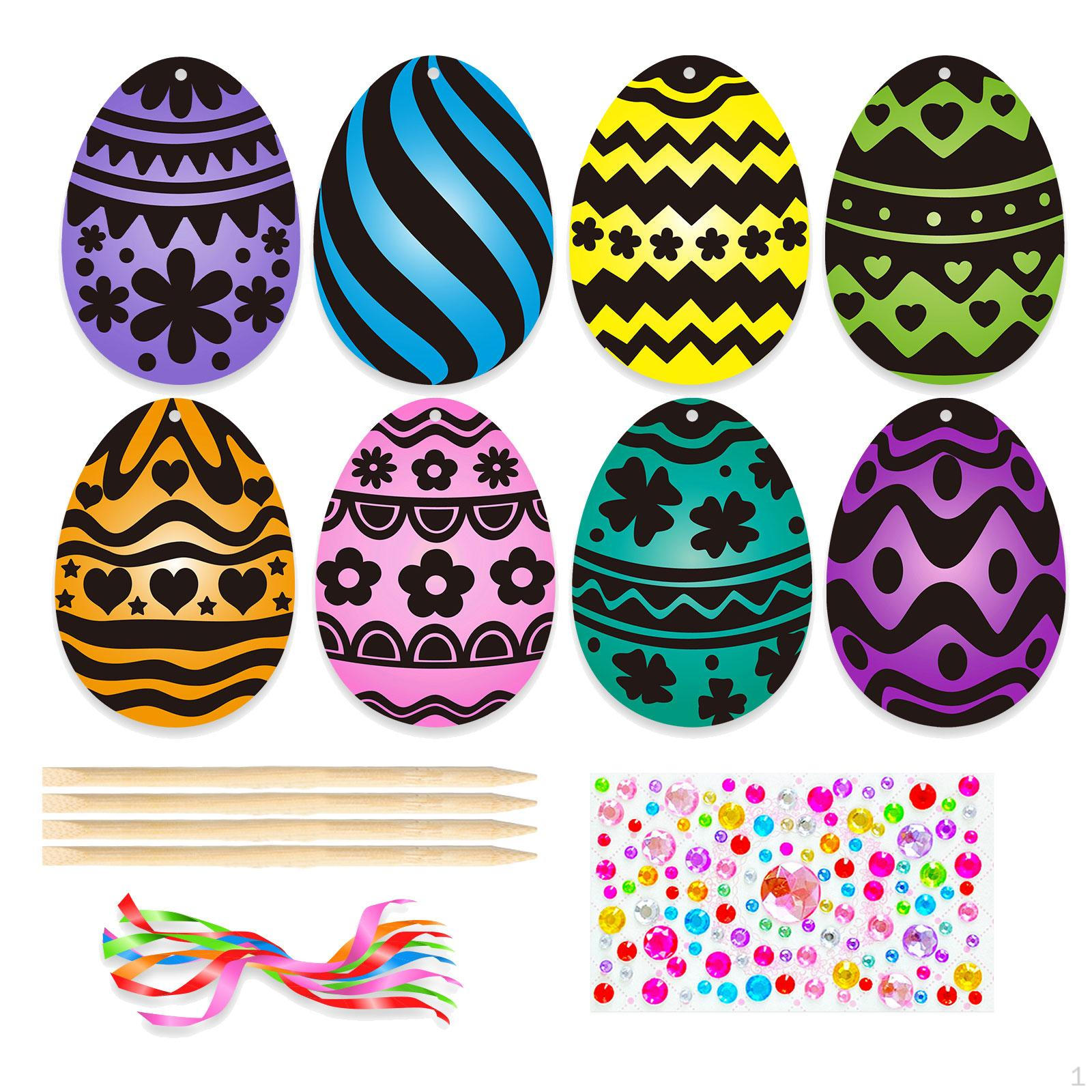Easter Egg Scratch Paper Set, Colorful Drawing Funny Painting Gifts, Children Hanging Pendants DIY