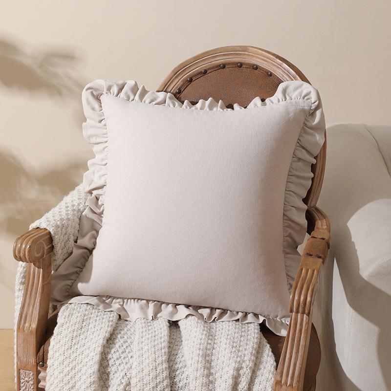 Nowa Poszewka na Poduszkę z Bawełny Pranej Bawełniana Koronka z Falbankami Miękka i Wygodna Poszewka na Poduszkę w Jednolitym Kolorze