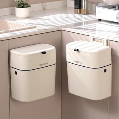 Stylish Hanging Household Plastic Flip-top Nail Free Installation Bidirectional Beautiful and Practical Anti Odor Garbage Bin