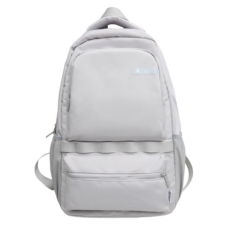 Men Solid Color Backpack Large Capacity Computer Bag Travel Couple Backpack Student Schoolbag