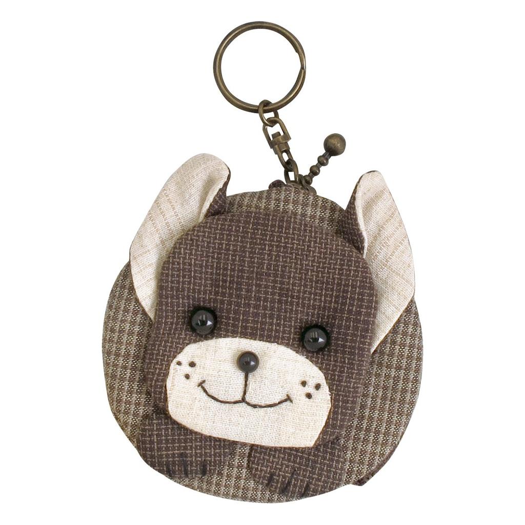 Olympus Silk Patchwork Kit, Cute Pet Series, French Bulldog Coin Case with Key Ring, PA611