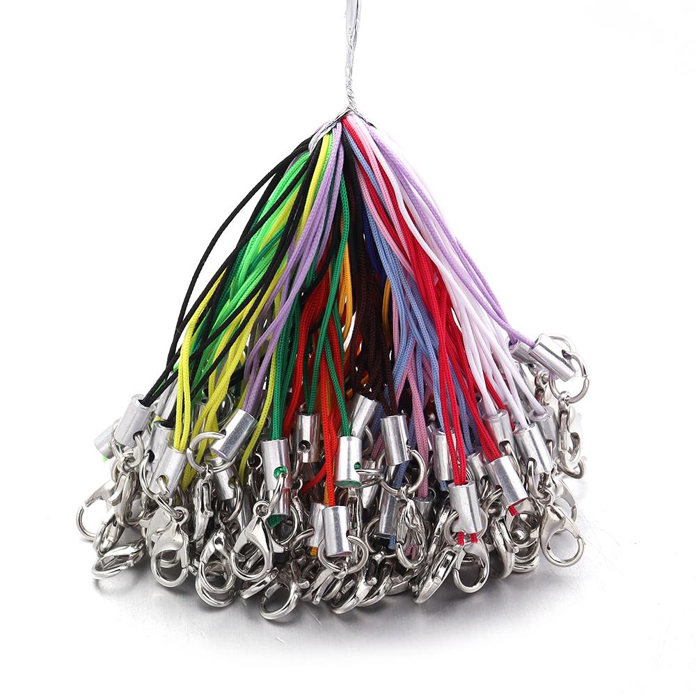 20/100Pcs Lanyard Lariat Strap Cords Lobster Clasp Rope Keychains Hooks Mobile Set Charms DIY Keyrings Bags Key Ring Accessories