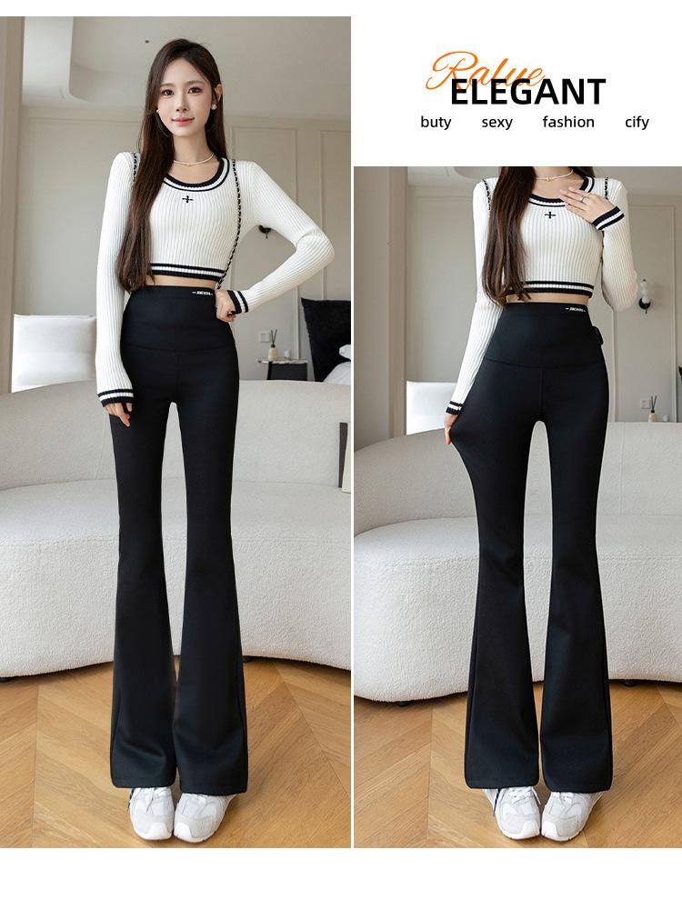 Women's Fleece-Lined High-Waisted Shark Flare Yoga Pants - Plus Size Warm Winter Leggings