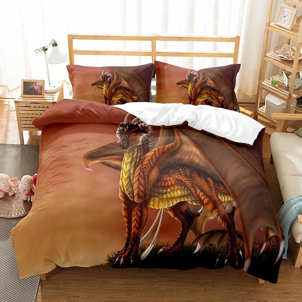 Purple Dragon Duvet Cover Jungle Animals Myths and Legends Dragon Children Boys Children Teens for Bedroom Decoration Queen King