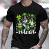 T-shirt for Men Border Collie Dog Family St Patrick's Day Irish Leprechaun Clover Summer Tshirts Short Sleeve Men's Tee Tops Y2k