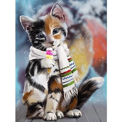 DIY Diamond Embroidery An Abstract Cat Full Round Diamond Painting Cross Stitch