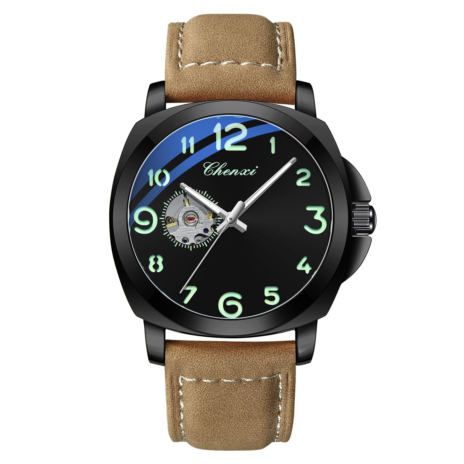 

Fully Automatic Mechanical Watches Men s Fashion Trend Luminous Hollow Skeleton Watch Waterproof чёрный