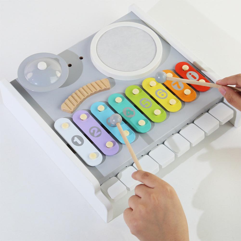 Kids Piano Xylophone Musical Toys With 8 Multicolored Key Keyboard Multi Functional Wooden Instruments Toys