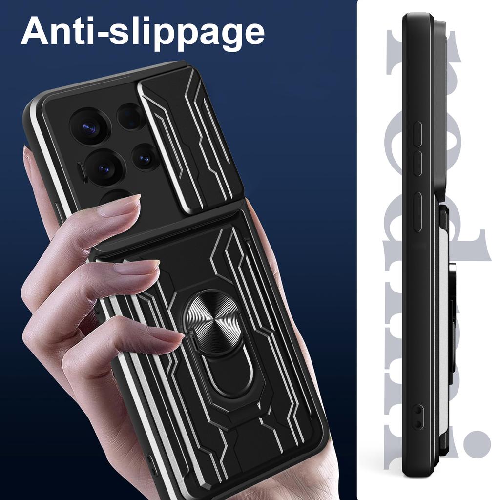 For Samsung Galaxy S25 Ultra Case PC+TPU Kickstand Phone Back Cover with Camera Slider